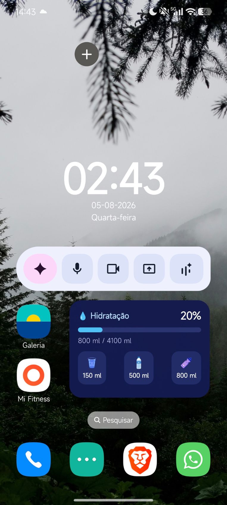 Widget na tela inicial do celular para acesso fácil
